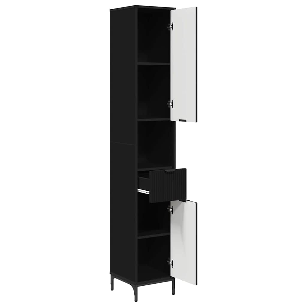vidaXL Bathroom Cabinet with Drawer with Door Black 31.5 x 33 x 190 cm