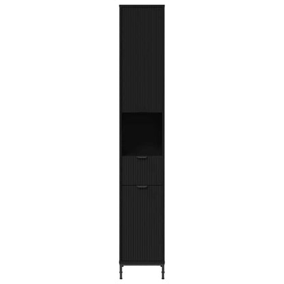 vidaXL Bathroom Cabinet with Drawer with Door Black 31.5 x 33 x 190 cm