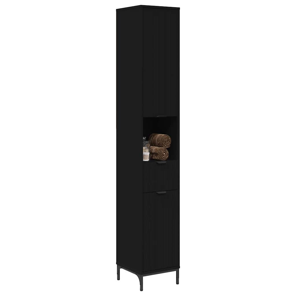 vidaXL Bathroom Cabinet with Drawer with Door Black 31.5 x 33 x 190 cm