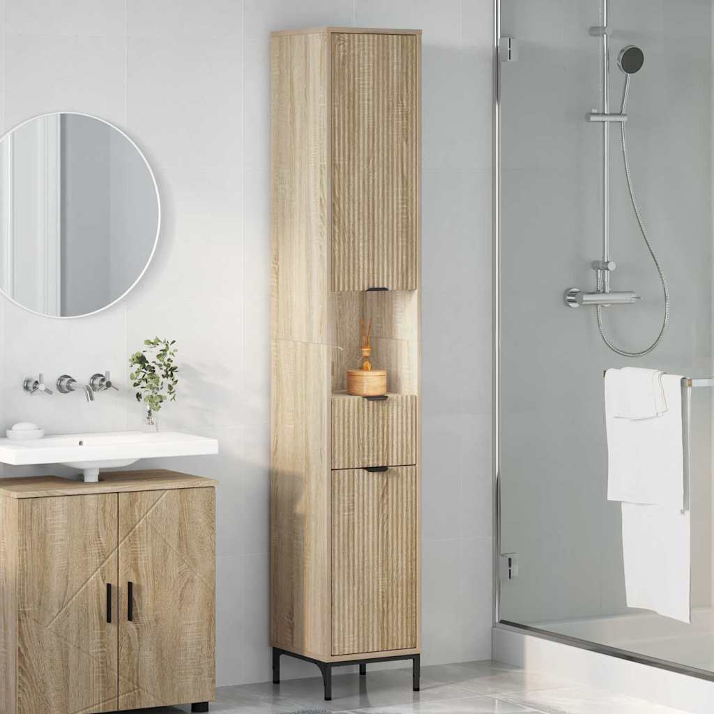 vidaXL Bathroom Cabinet with Drawer Sonoma Oak 31.5 x 33 x 190 cm