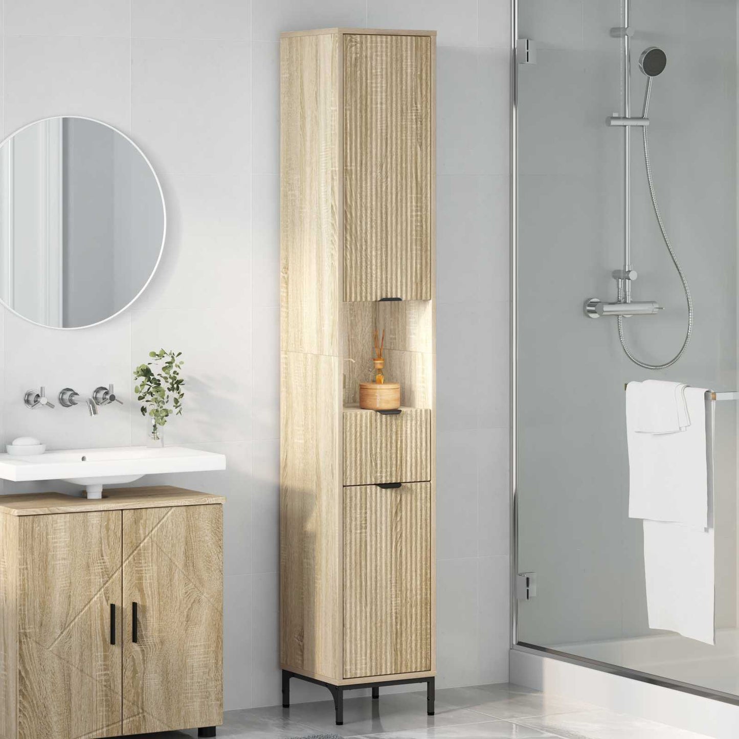 vidaXL Bathroom Cabinet Sonoma Oak 31.5 x 33 x 190 cm
