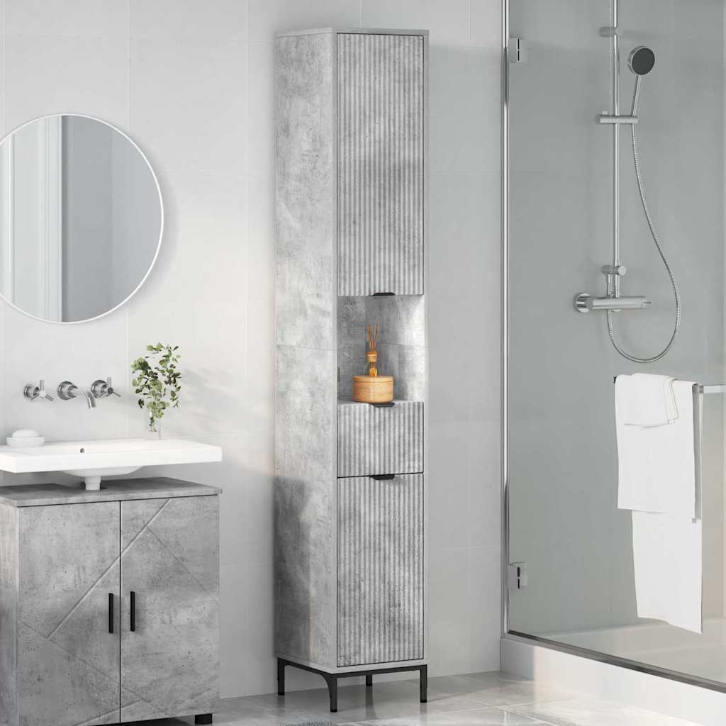vidaXL Bathroom Cabinet with Drawer Concrete Grey 31.5 x 33 x 190 cm