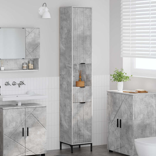 vidaXL Bathroom Cabinet with Drawer Concrete Grey 31.5 x 33 x 190 cm