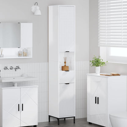 vidaXL Bathroom Cabinet with Door High Gloss White 31.5 x 33 x 190 cm