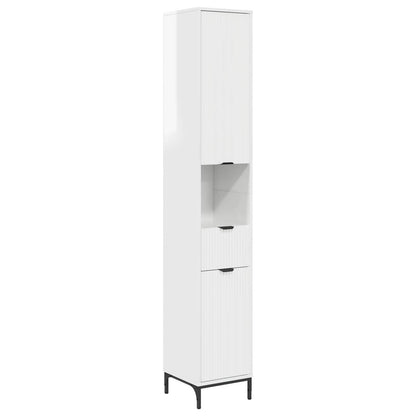 vidaXL Bathroom Cabinet with Door High Gloss White 31.5 x 33 x 190 cm