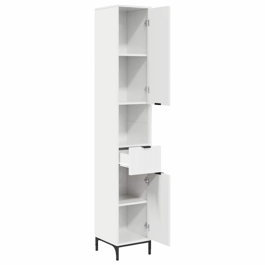 vidaXL Bathroom Cabinet with Door High Gloss White 31.5 x 33 x 190 cm