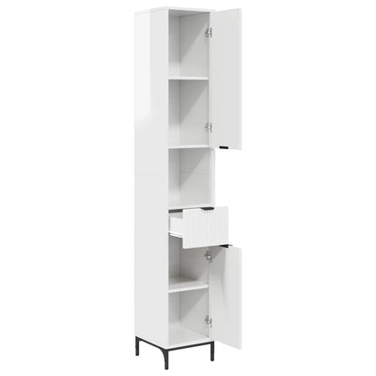 vidaXL Bathroom Cabinet with Door High Gloss White 31.5 x 33 x 190 cm
