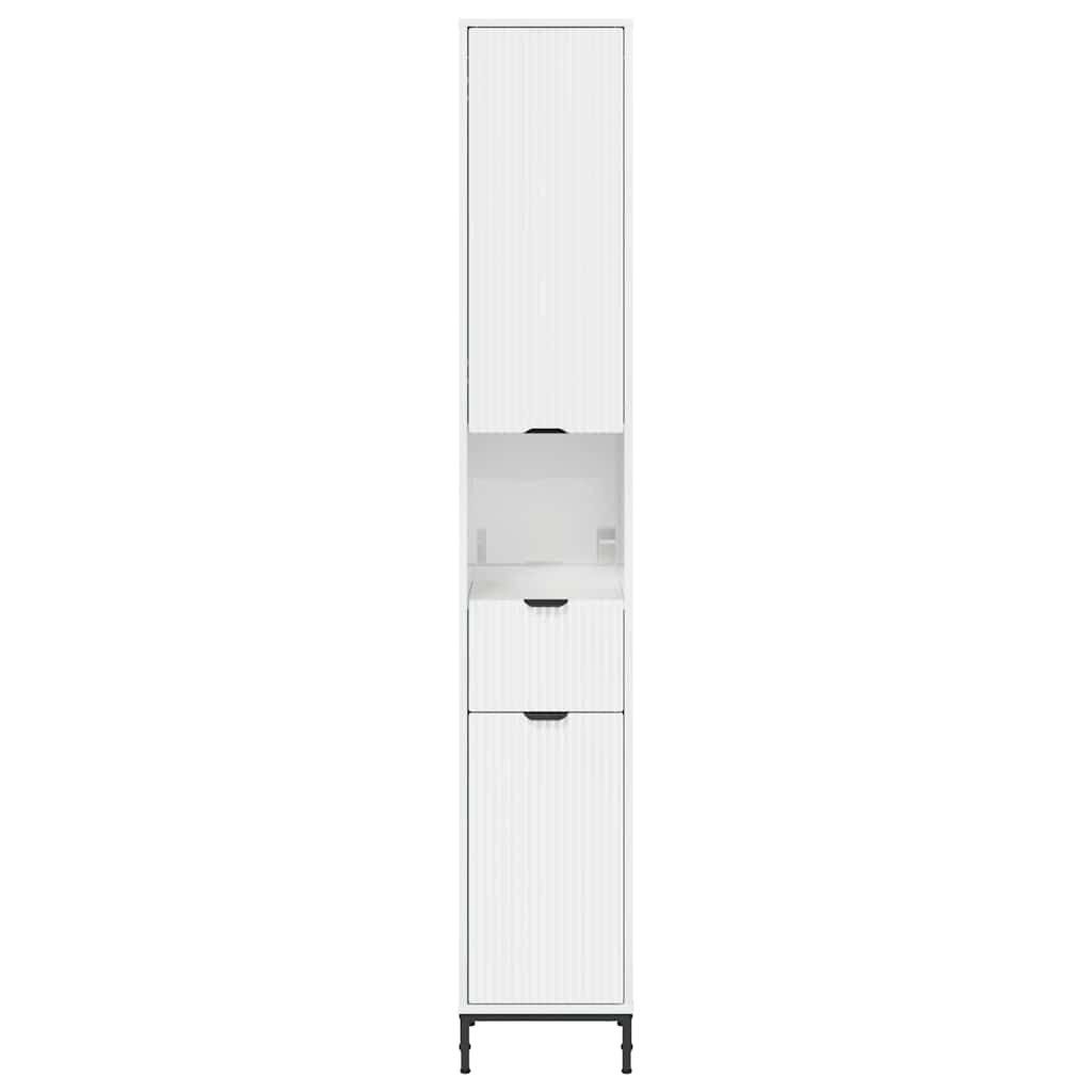 vidaXL Bathroom Cabinet with Door High Gloss White 31.5 x 33 x 190 cm