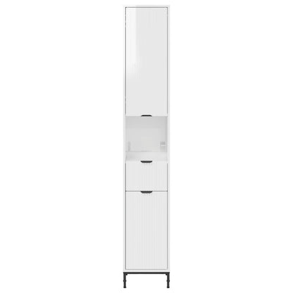 vidaXL Bathroom Cabinet with Door High Gloss White 31.5 x 33 x 190 cm