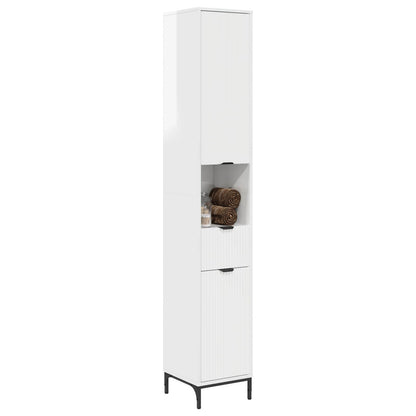vidaXL Bathroom Cabinet with Door High Gloss White 31.5 x 33 x 190 cm