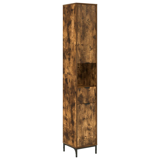 vidaXL Bathroom Cabinet Smoked Oak 31.5 x 33 x 190 cm