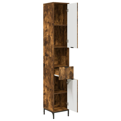 vidaXL Bathroom Cabinet with Drawer Smoked Oak 31.5 x 33 x 190 cm