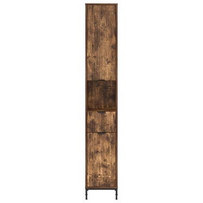 vidaXL Bathroom Cabinet with Drawer Smoked Oak 31.5 x 33 x 190 cm