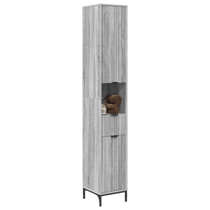 vidaXL Bathroom Cabinet with Drawer Grey Sonoma 31.5 x 33 x 190 cm