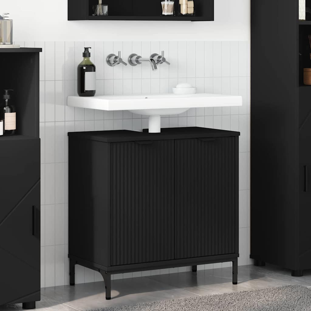 vidaXL Bathroom Sink Cabinet Black 60.5 x 33.5 x 61 cm Engineered wood
