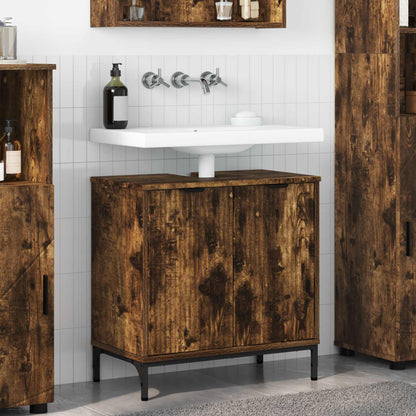 vidaXL Bathroom Sink Cabinet with Door Smoked Oak 60.5 x 33.5 x 61 cm