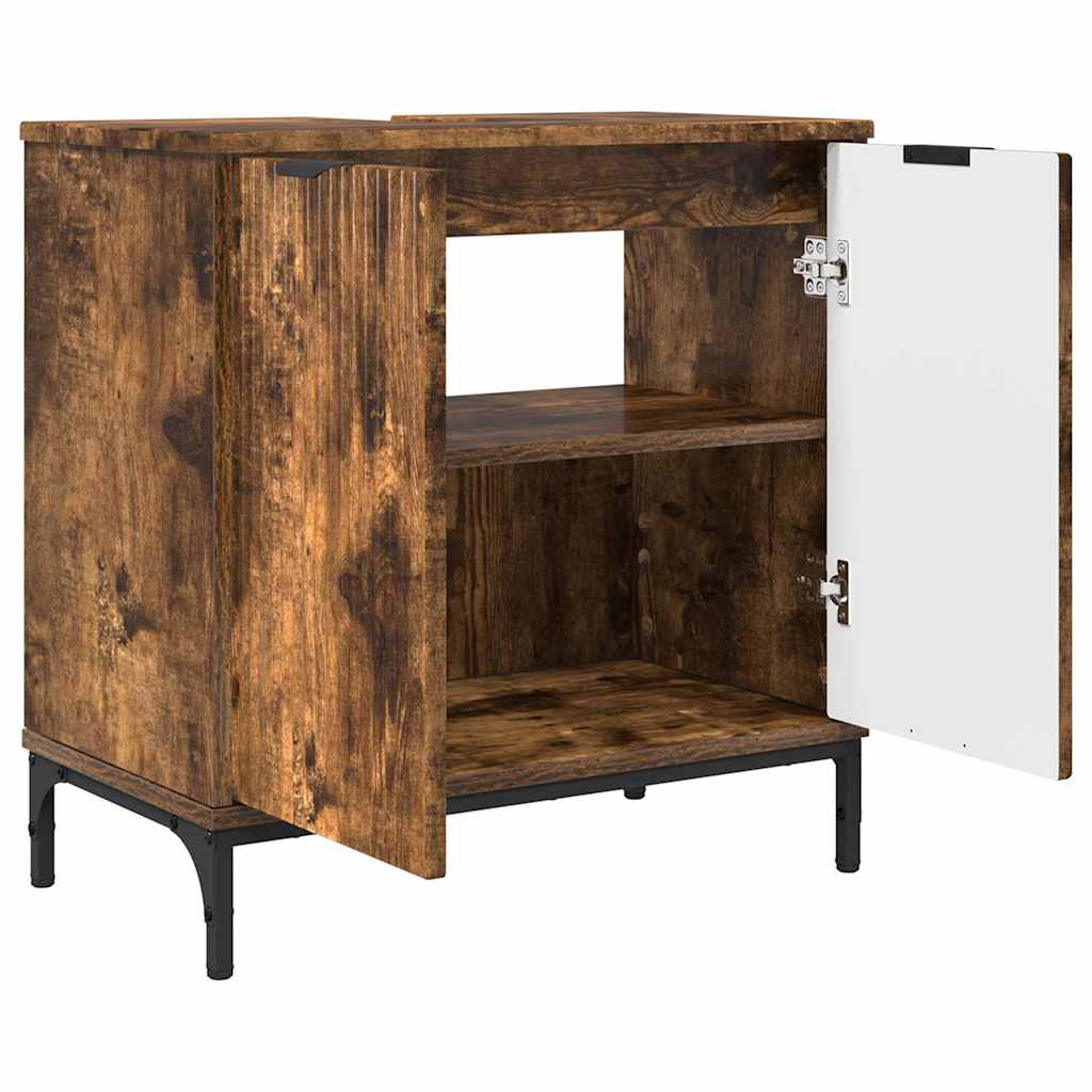 vidaXL Bathroom Sink Cabinet with Door Smoked Oak 60.5 x 33.5 x 61 cm