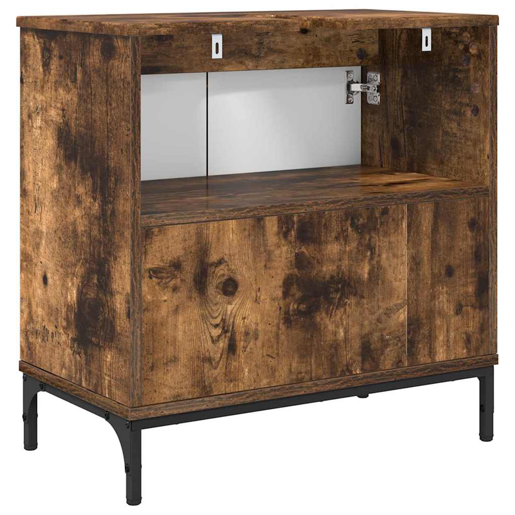 vidaXL Bathroom Sink Cabinet with Door Smoked Oak 60.5 x 33.5 x 61 cm