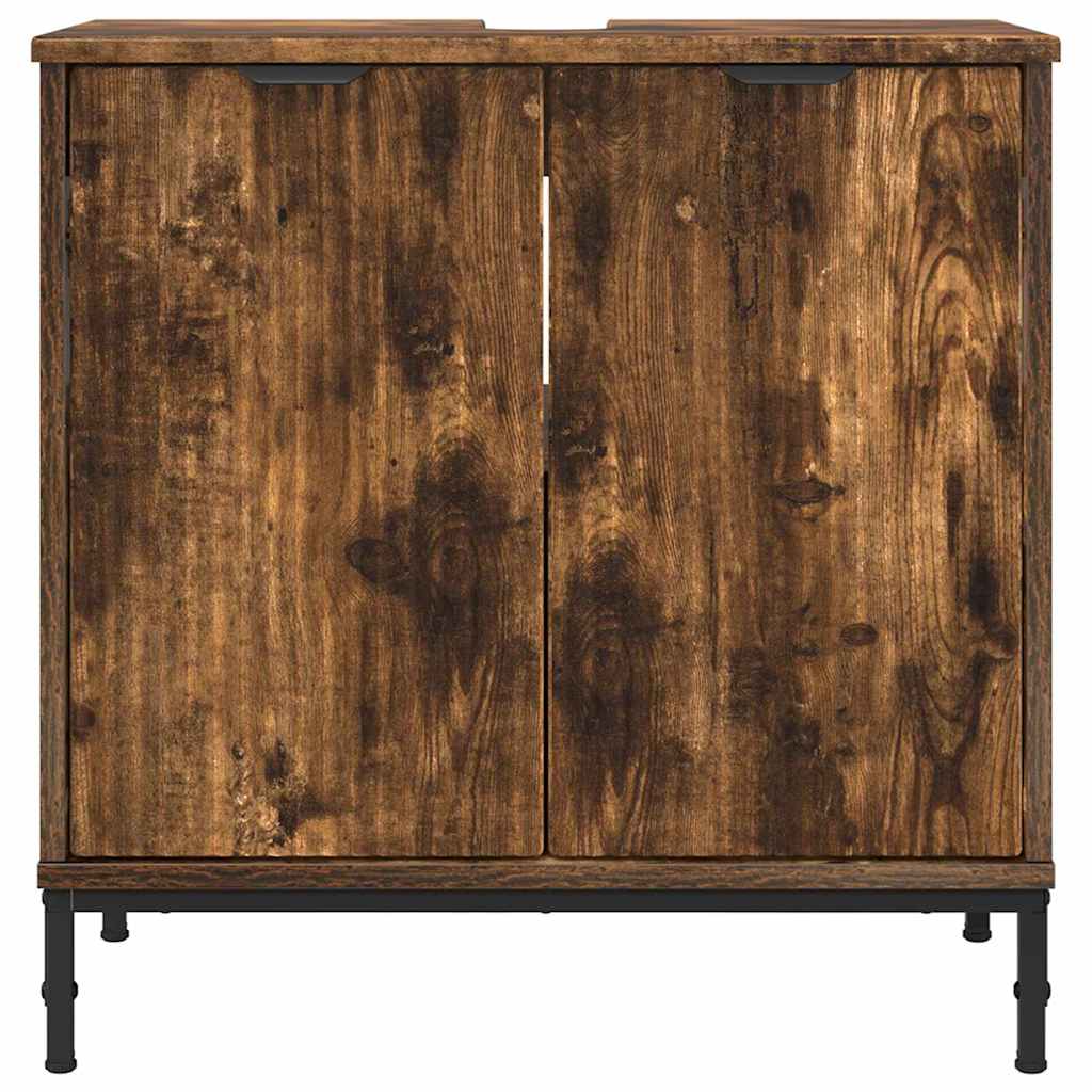 vidaXL Bathroom Sink Cabinet with Door Smoked Oak 60.5 x 33.5 x 61 cm