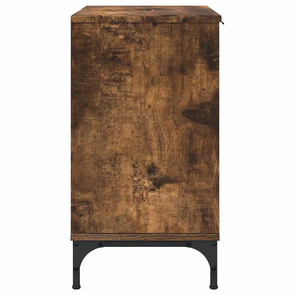 vidaXL Bathroom Sink Cabinet with Door Smoked Oak 60.5 x 33.5 x 61 cm