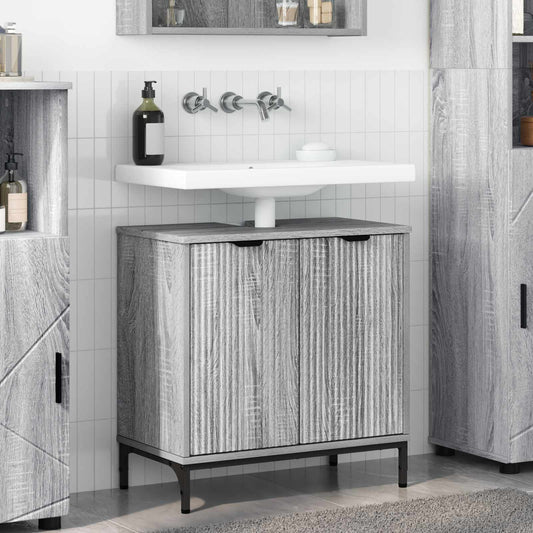 vidaXL Bathroom Sink Cabinet Grey Sonoma 60.5 x 33.5 x 61 cm