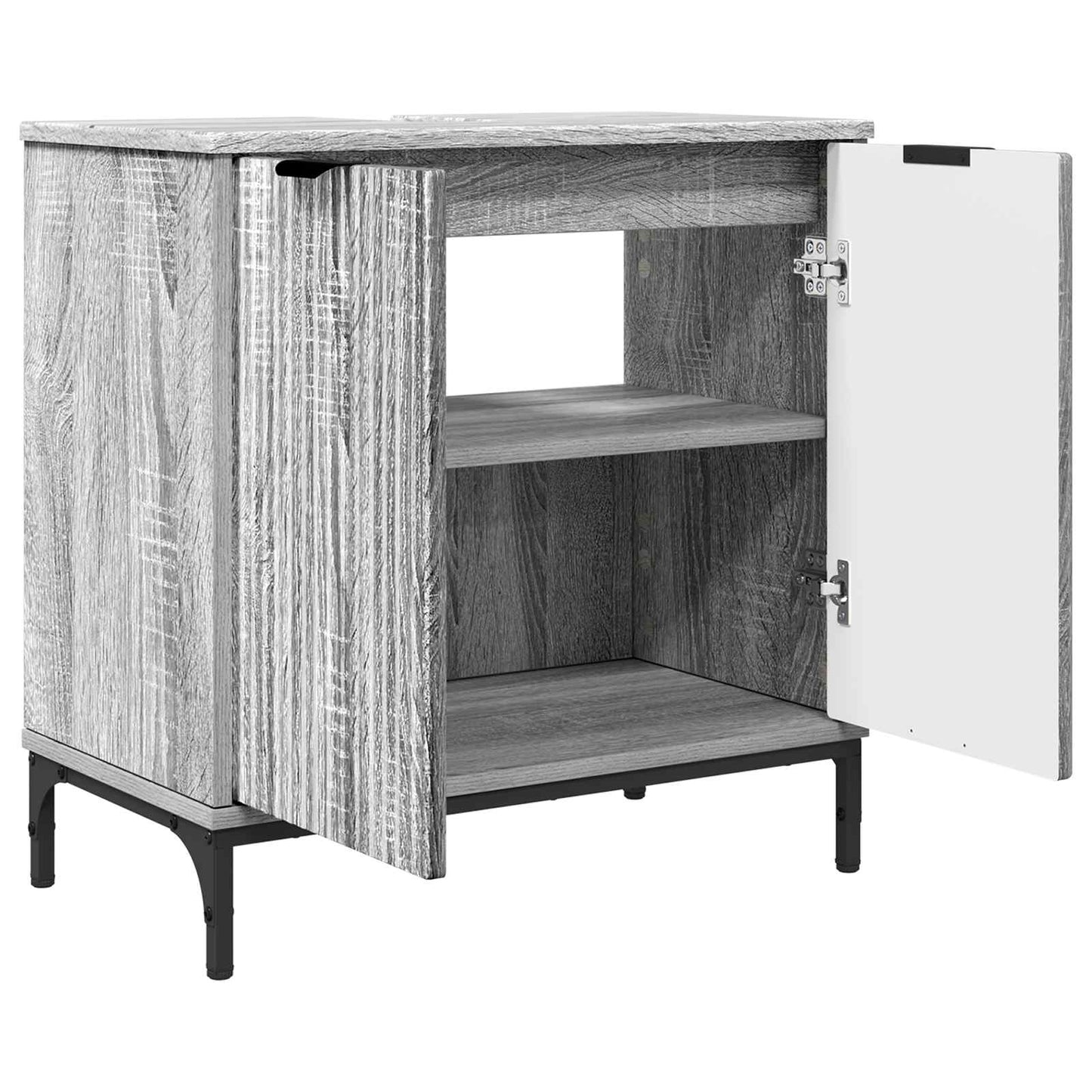 vidaXL Bathroom Sink Cabinet Grey Sonoma 60.5 x 33.5 x 61 cm