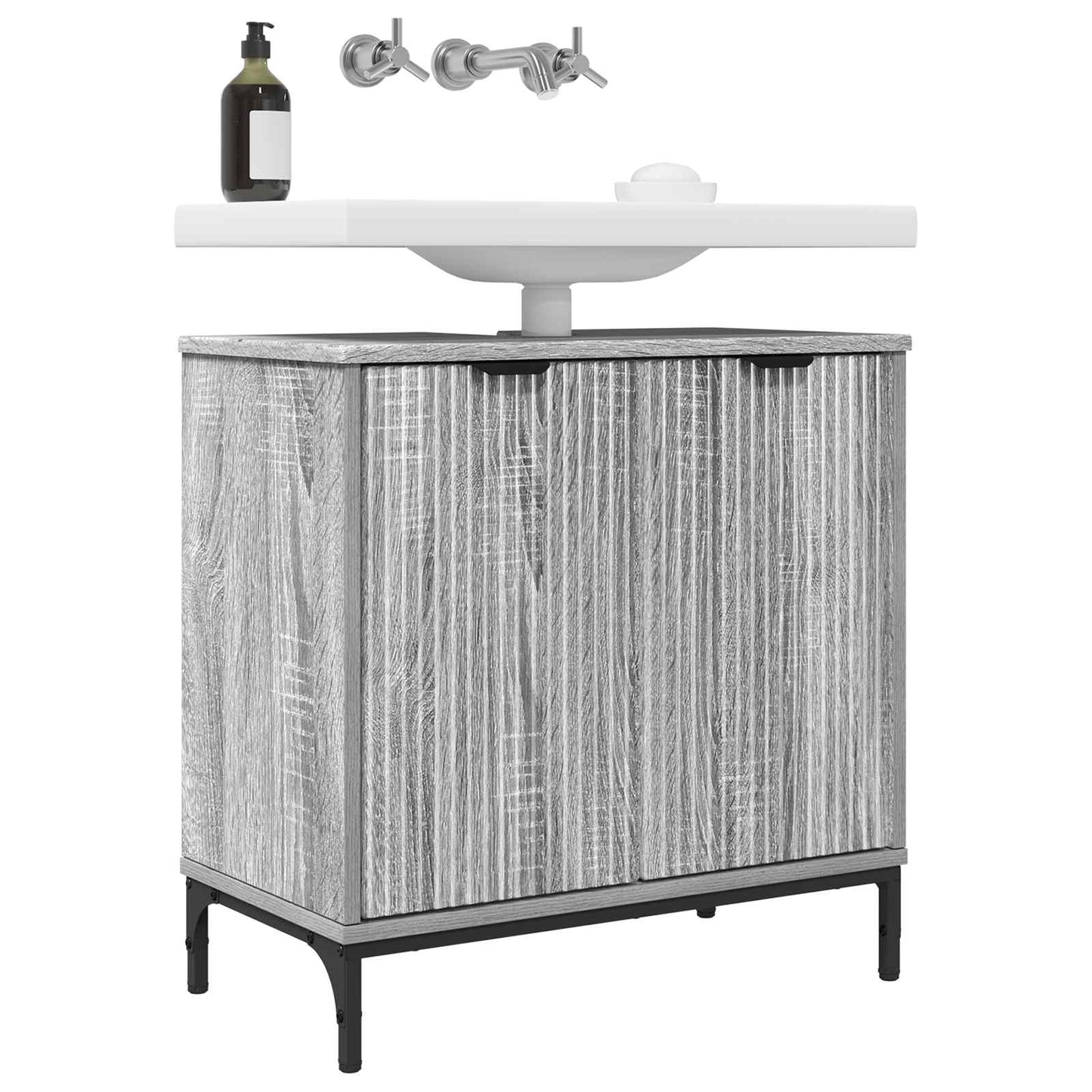 vidaXL Bathroom Sink Cabinet Grey Sonoma 60.5 x 33.5 x 61 cm