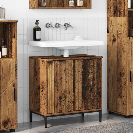 vidaXL Bathroom Sink Cabinet with Storage Old Wood 60.5 x 33.5 x 61 cm