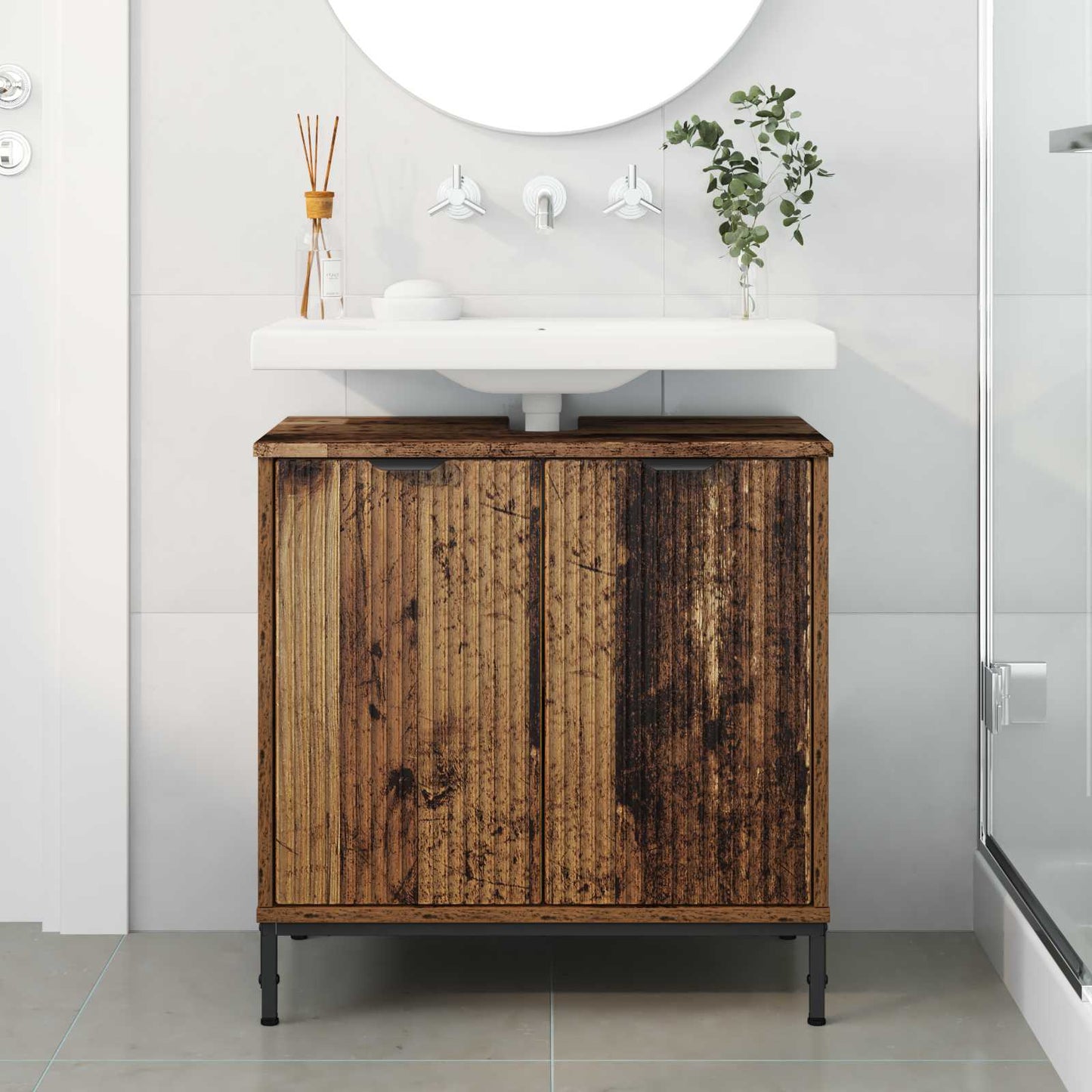 vidaXL Bathroom Sink Cabinet Old Wood 60.5 x 33.5 x 61 cm