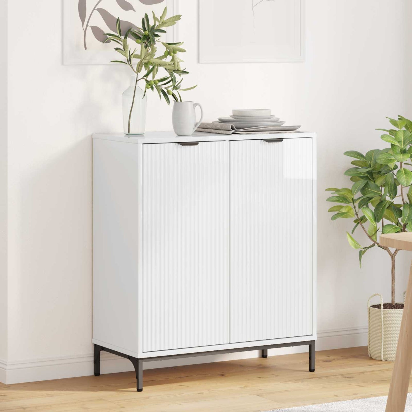 vidaXL Sideboard High Gloss White 69.5 x 33 x 82 cm Engineered Wood