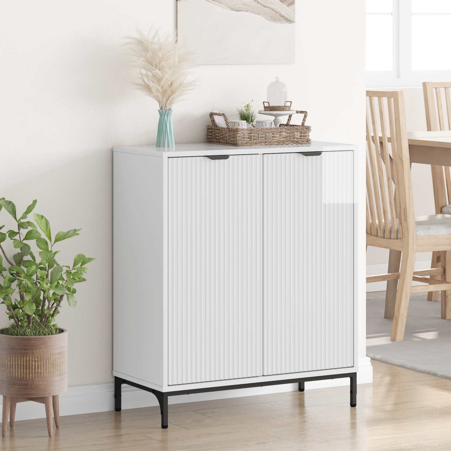 vidaXL Sideboard High Gloss White 69.5 x 33 x 82 cm Engineered Wood