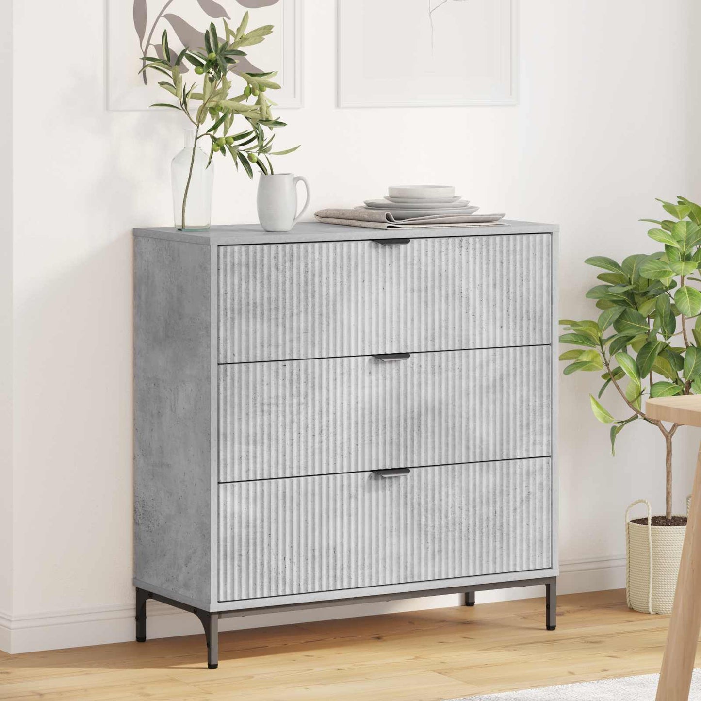 vidaXL Sideboard Concrete Grey 79.5 x 33 x 82 cm Engineered Wood