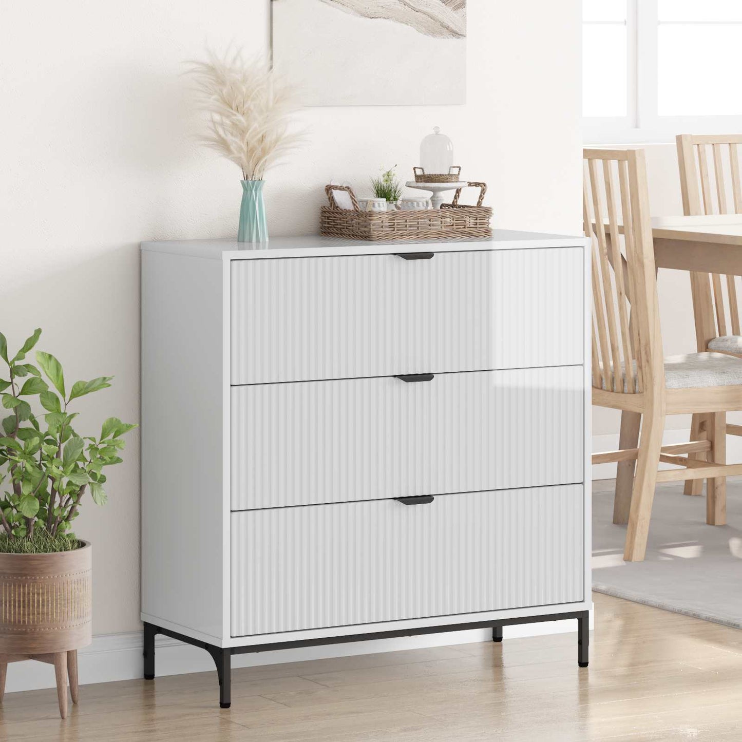 vidaXL Sideboard High Gloss White 79.5 x 33 x 82 cm Engineered Wood