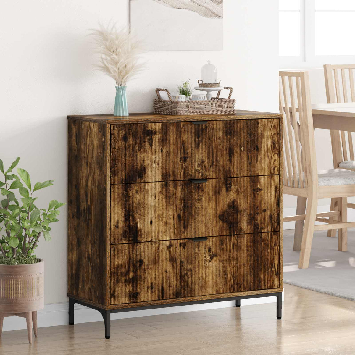 vidaXL Sideboard Smoked Oak 79.5 x 33 x 82 cm Engineered Wood