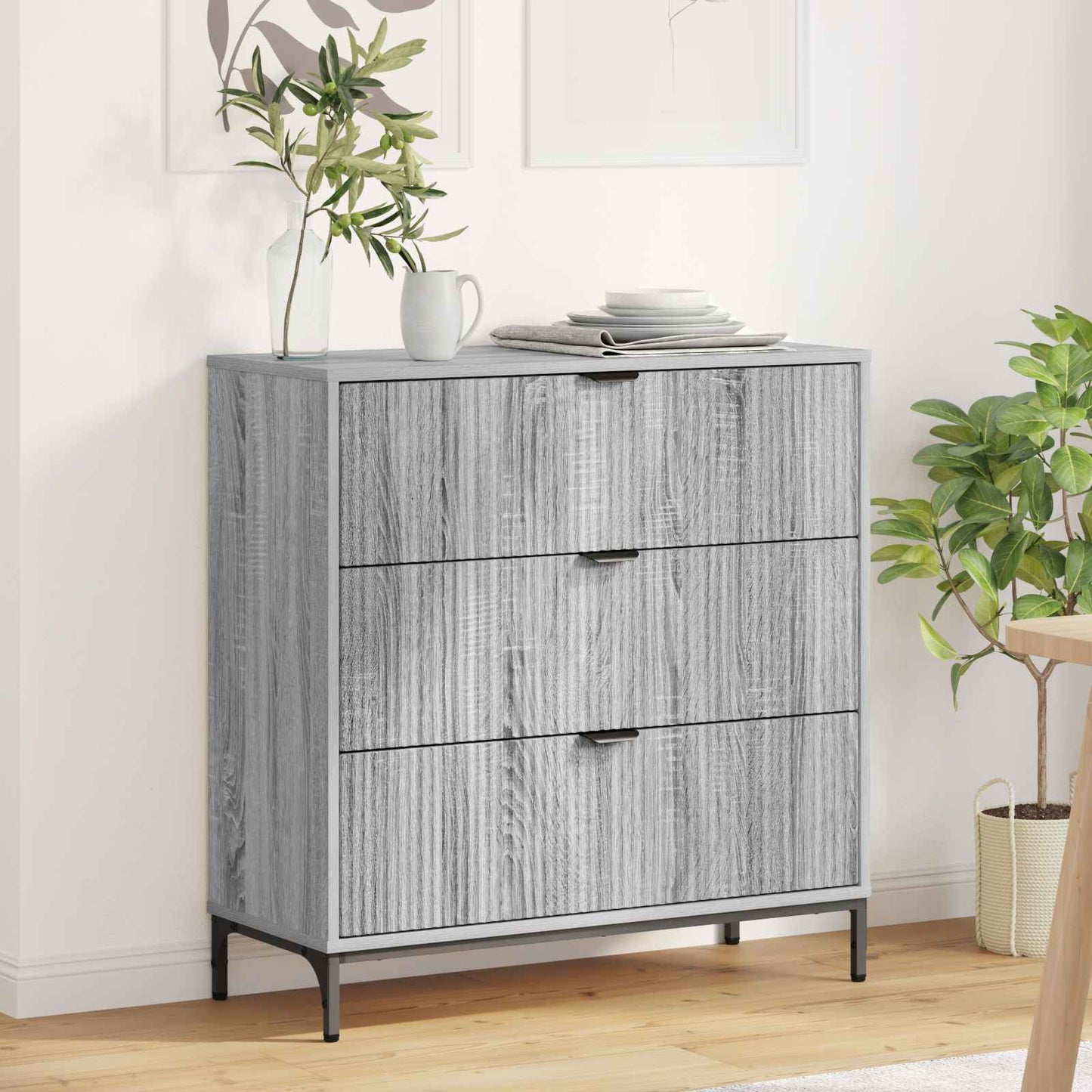 vidaXL Sideboard Grey Sonoma 79.5 x 33 x 82 cm Engineered Wood