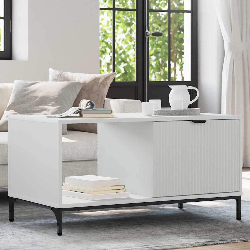 vidaXL Coffee Table with Drawer White 90 x 49 x 46 cm Engineered Wood