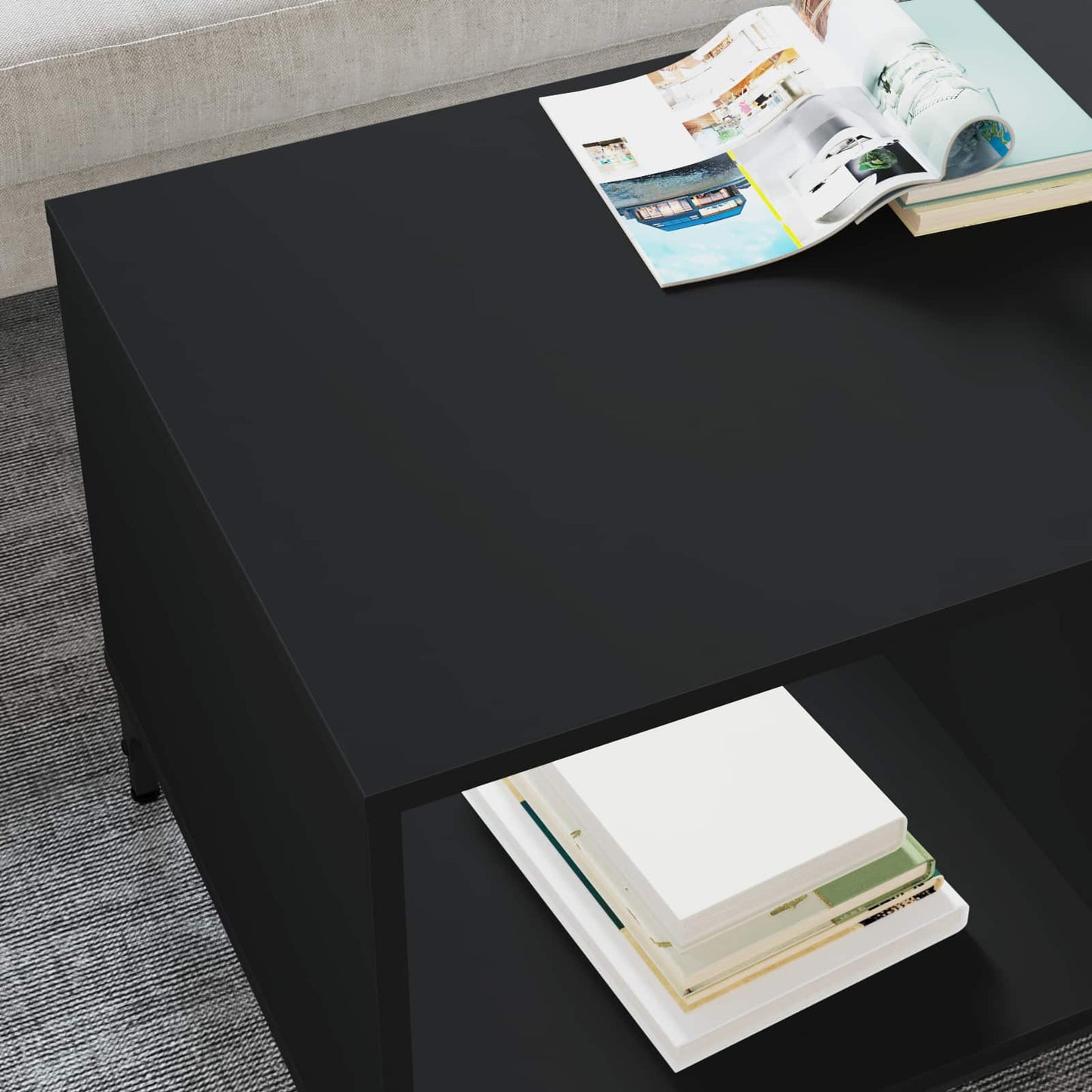 vidaXL Coffee Table Black Oak 90 x 49 x 46 cm Engineered Wood