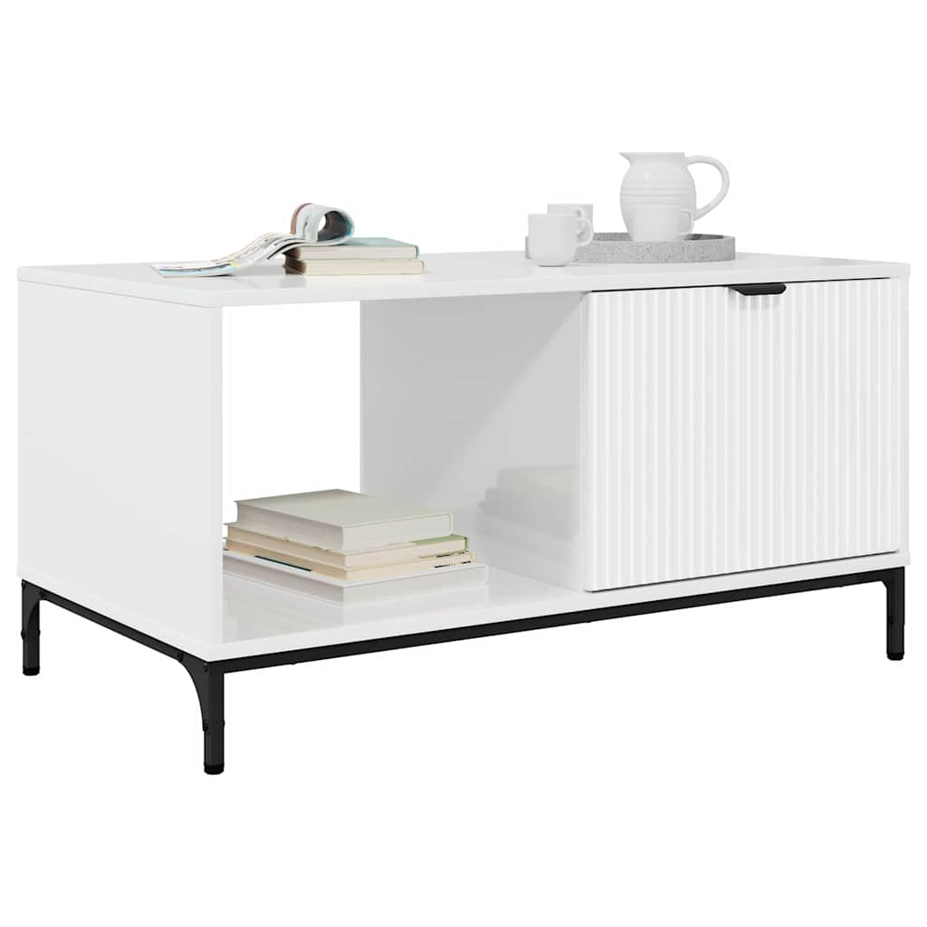 vidaXL Coffee Table High Gloss White 90 x 49 x 46 cm Engineered Wood