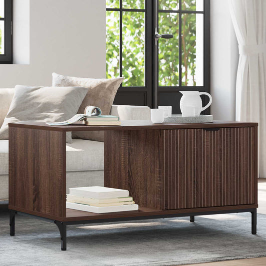 vidaXL Coffee Table Brown Oak 90 x 49 x 46 cm Engineered Wood