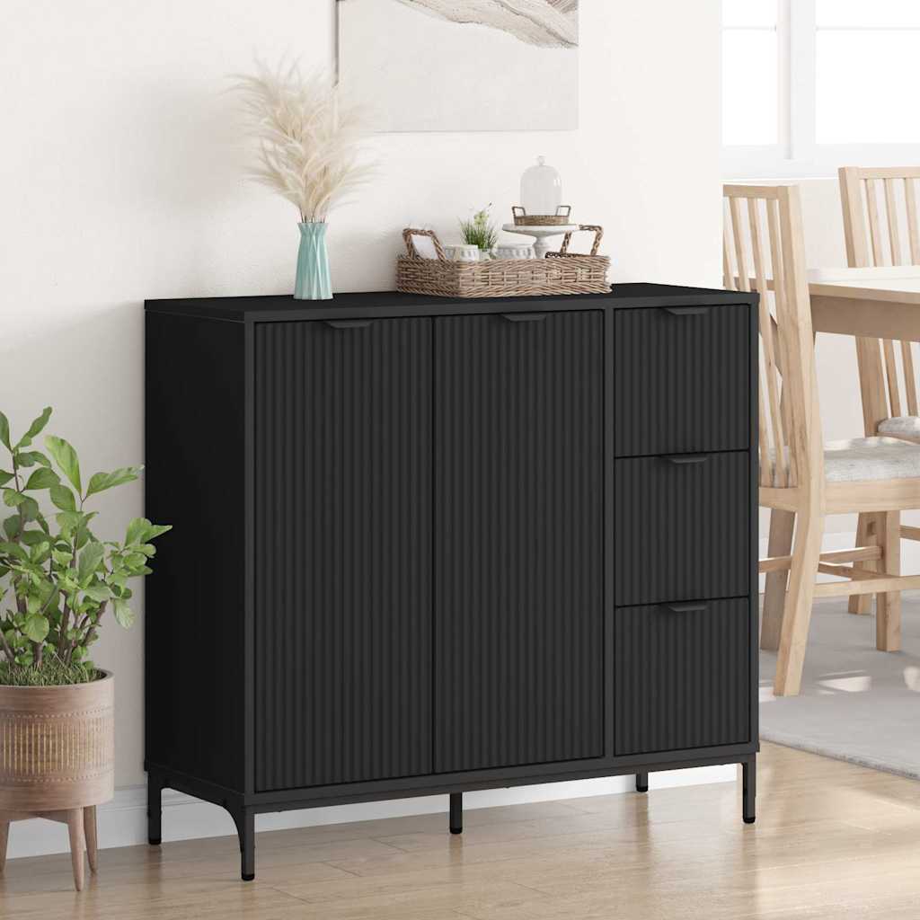 vidaXL Sideboard with Drawer Black 89.5 x 33 x 82 cm Engineered Wood