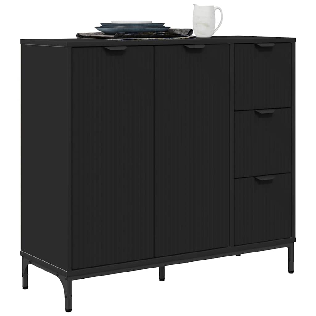 vidaXL Sideboard with Drawer Black 89.5 x 33 x 82 cm Engineered Wood