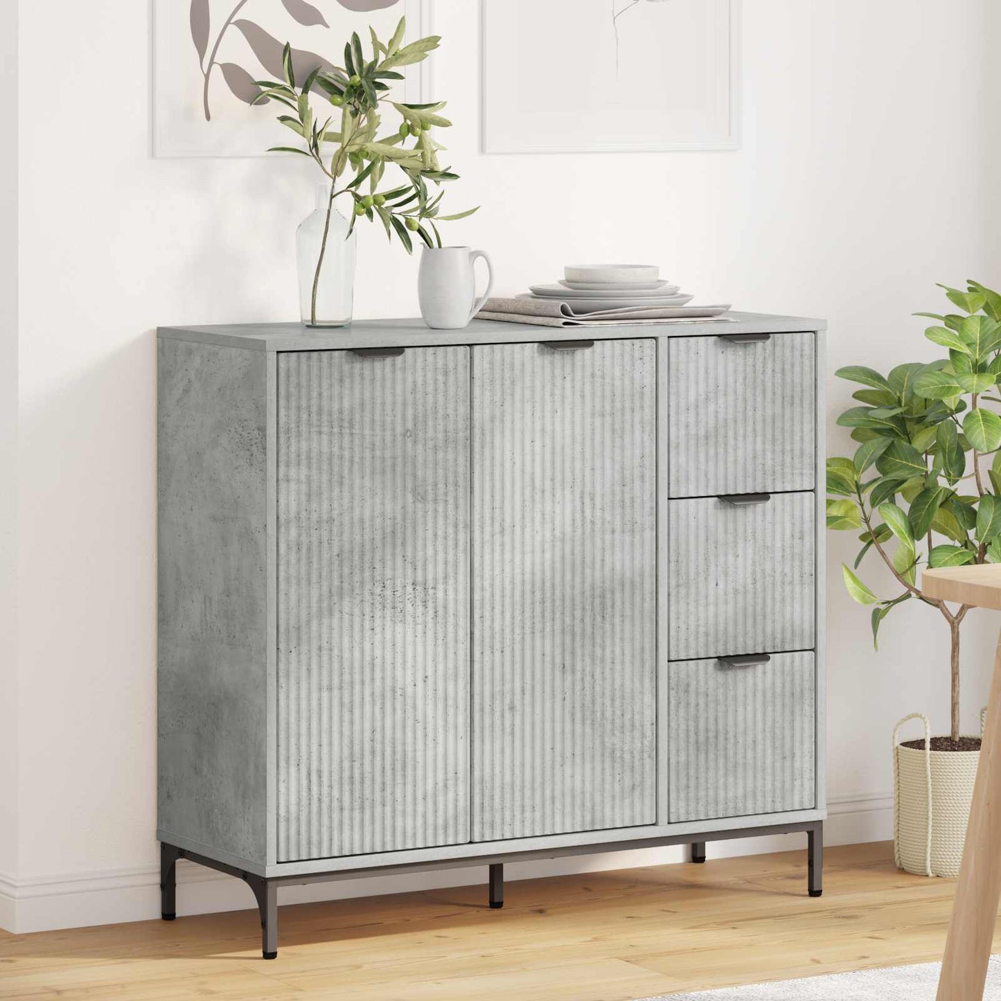 vidaXL Sideboard Concrete Grey 89.5 x 33 x 82 cm Engineered Wood