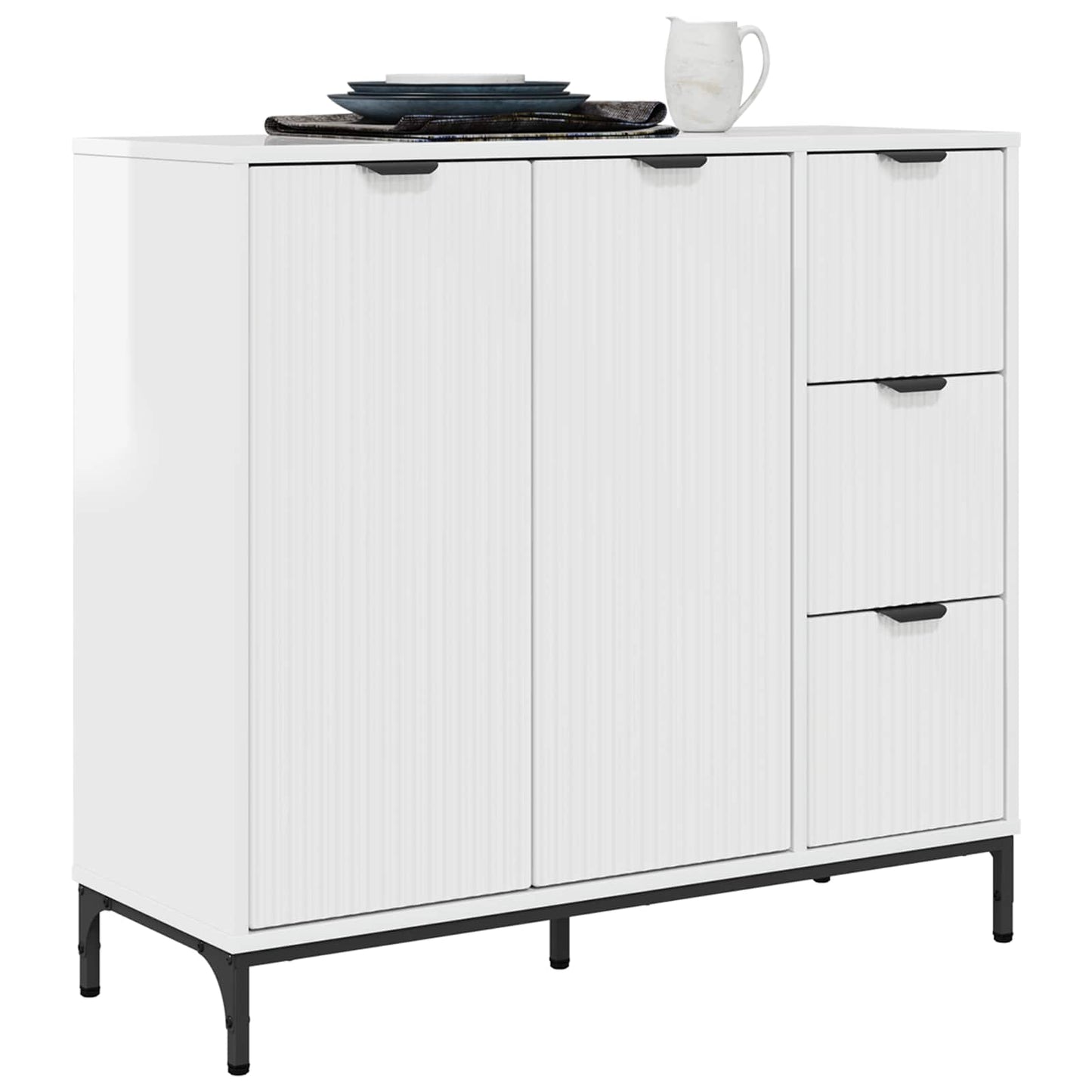 vidaXL Sideboard High Gloss White 89.5 x 33 x 82 cm Engineered Wood