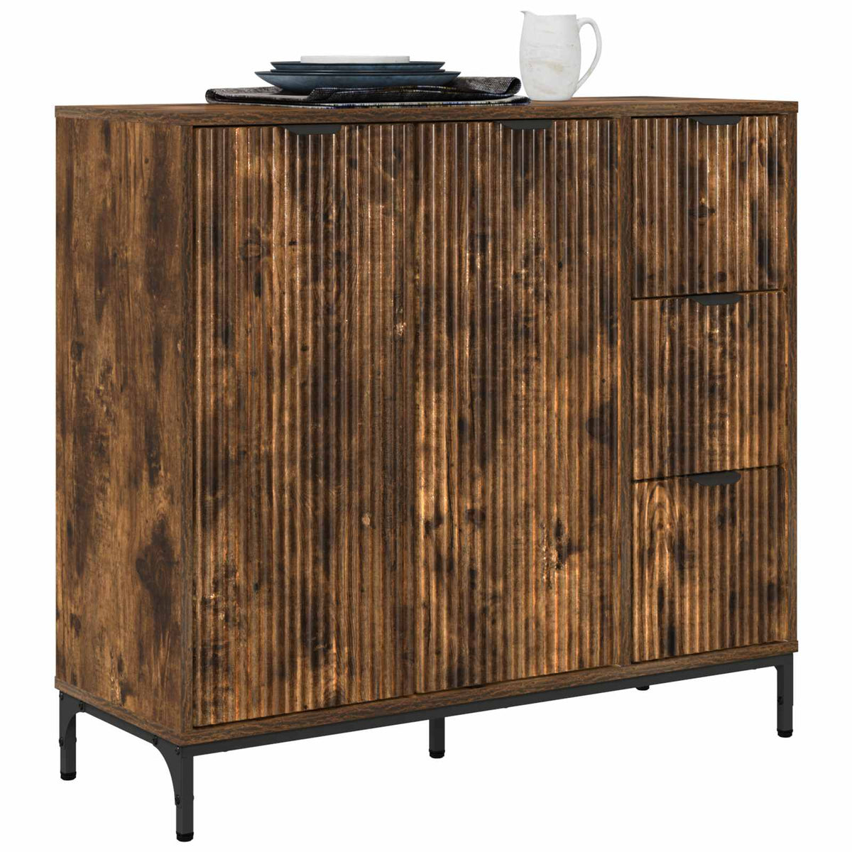 vidaXL Sideboard Smoked Oak 89.5 x 33 x 82 cm Engineered Wood