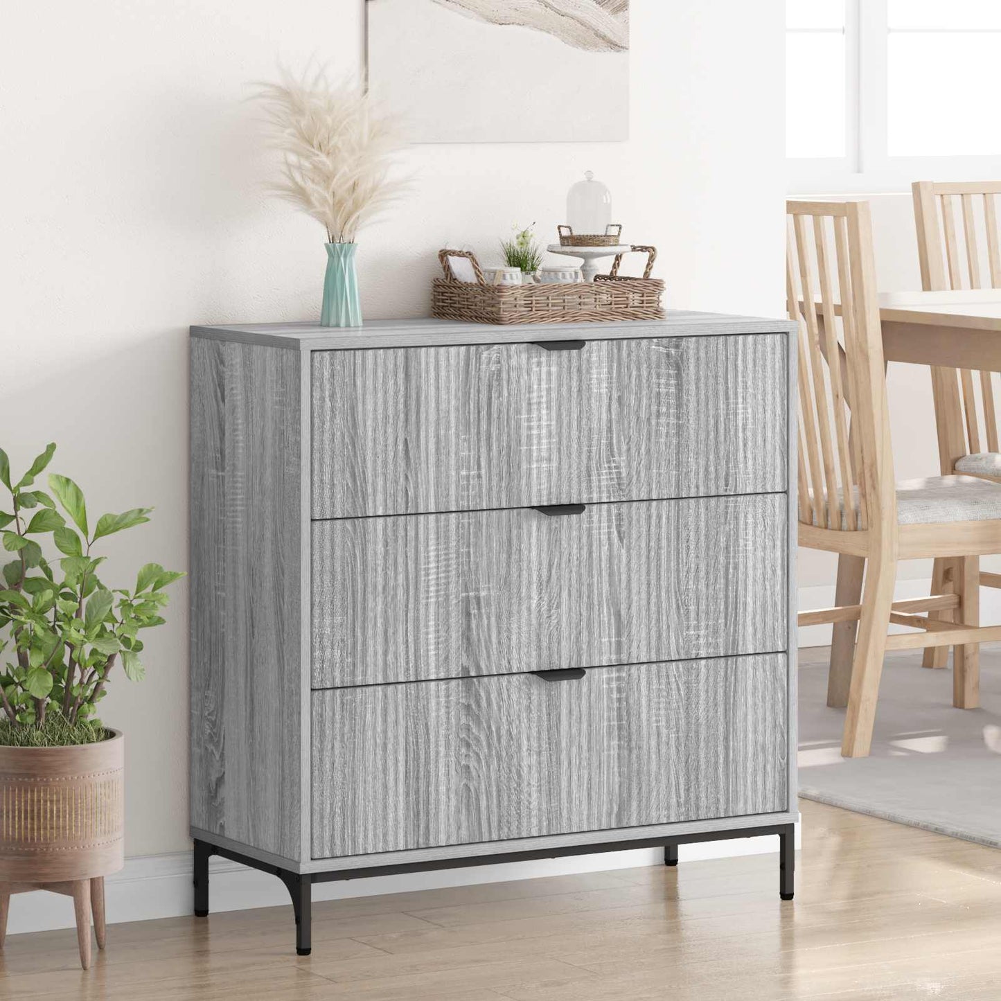 vidaXL Sideboard Grey Sonoma 89.5 x 33 x 82 cm Engineered Wood