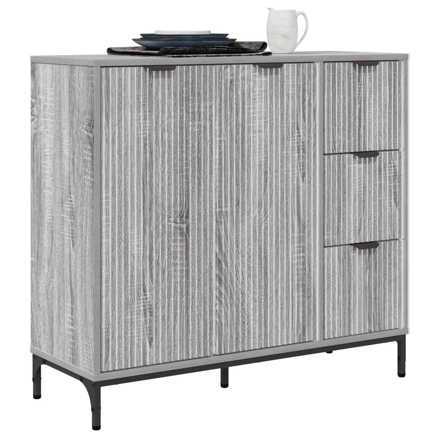vidaXL Sideboard Grey Sonoma 89.5 x 33 x 82 cm Engineered Wood