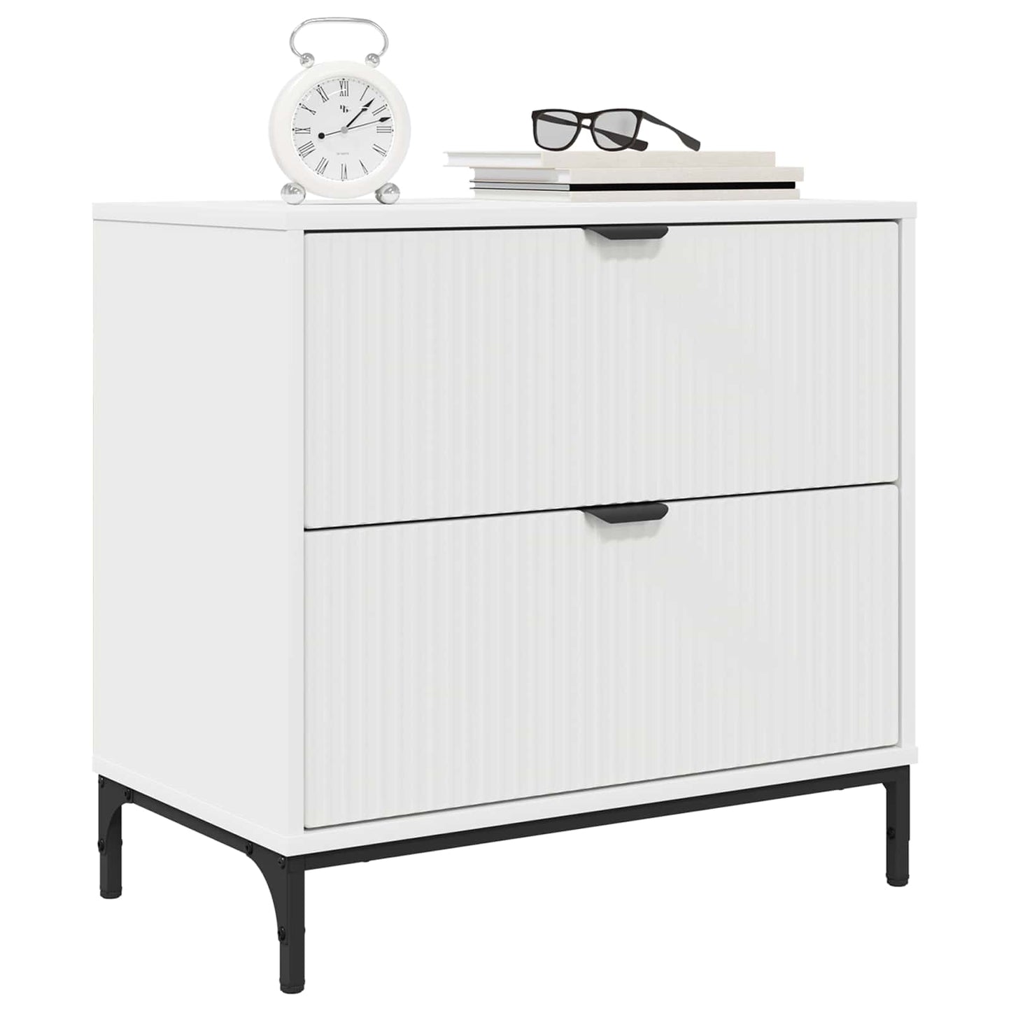 vidaXL Bedside Table White 63.5 x 36 x 61 cm Engineered wood