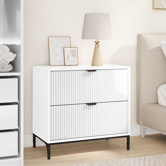 vidaXL Bedside Table with Drawer High gloss white 63.5 x 36 x 61 cm