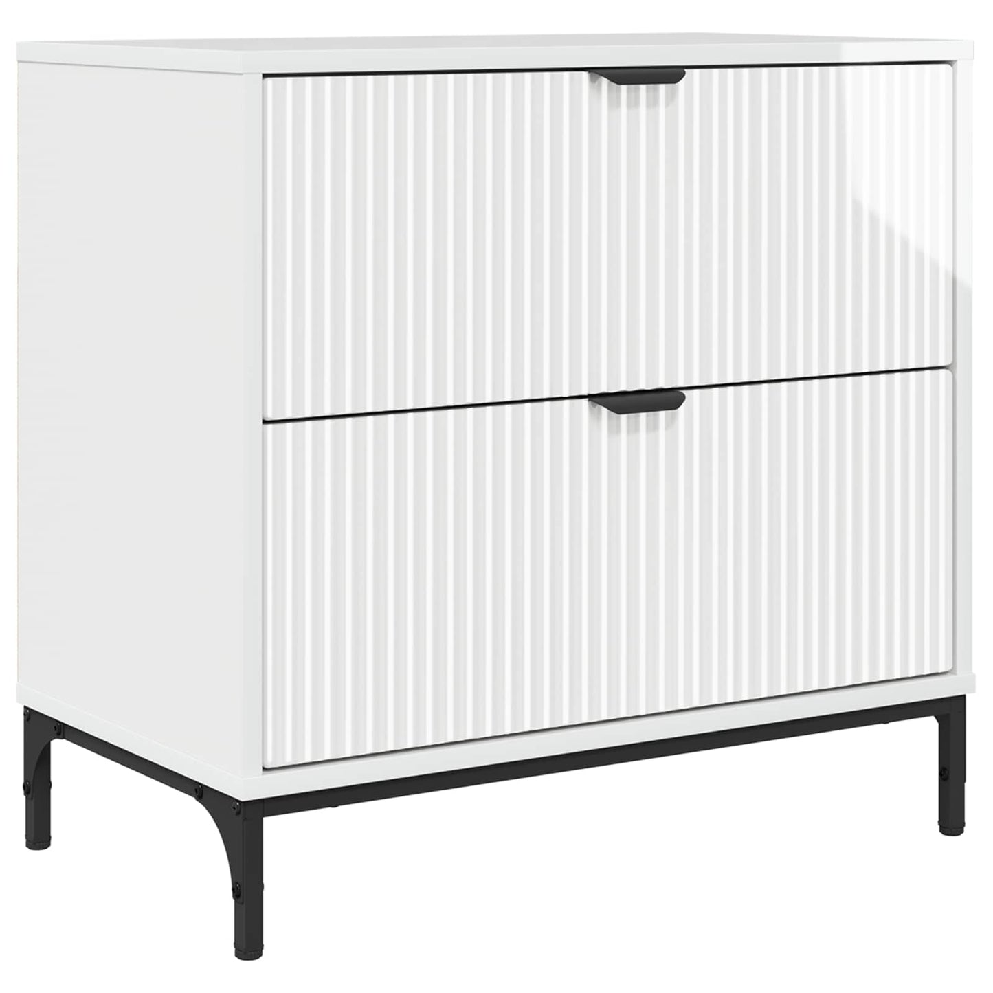 vidaXL Bedside Table with Drawer High gloss white 63.5 x 36 x 61 cm