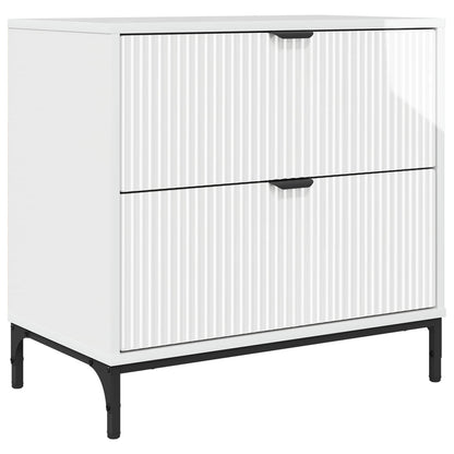 vidaXL Bedside Table with Drawer High gloss white 63.5 x 36 x 61 cm